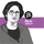 Dr Marion Phillips | The Rebel Women of Sunderland | Artwork by Kathryn Robertson A black and white, graphic portrait of Marion Phillips with a stripe of purple in the background. White brush lettering to the right reads ‘Marion Phillips’. A black circle by the woman’s head is more brush lettering that reads ‘Rebel Women of Sunderland’.